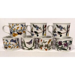 Vintage Portmeirion Botanic Garden Floral Drum Cups Mugs BRITAIN Lot of 7
